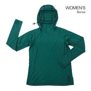 Melanza Women’s Merino Wool Base Hoodie Size Small Boreal Green
